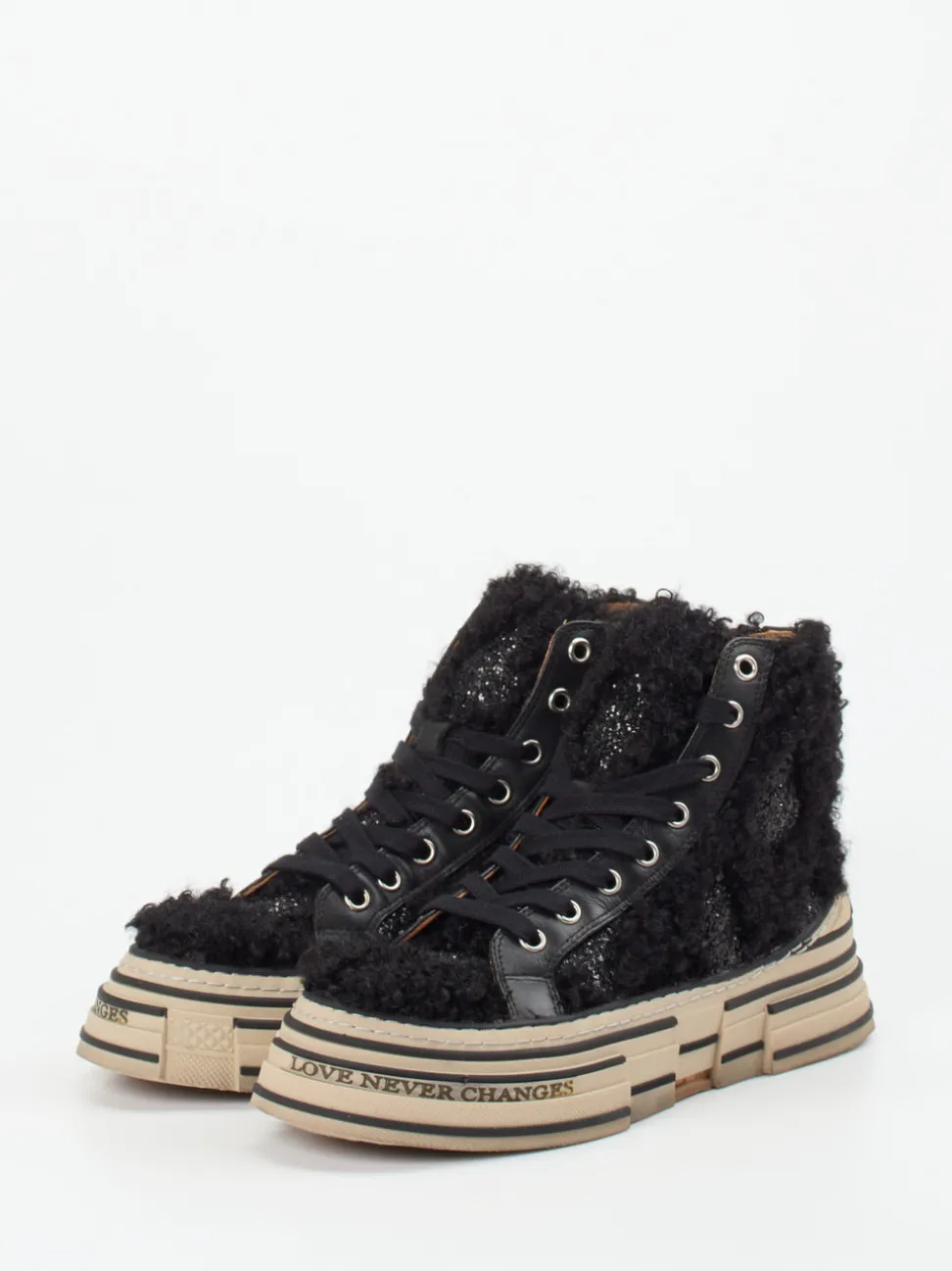 Rebecca White – High-Top-Sneaker aus Textil in Schwarz