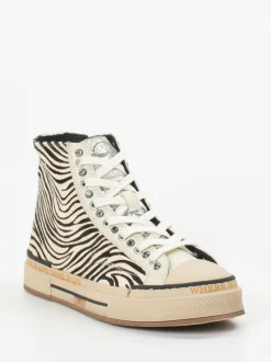 Rebecca White – High-Top-Sneaker aus Fellimitat Zebra-Look
