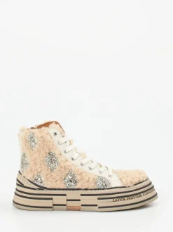 Rebecca White – High-Top-Sneaker aus Textil in Beige