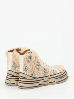Rebecca White – High-Top-Sneaker aus Textil in Beige