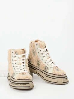 Rebecca White – High-Top-Sneaker aus Textil in Beige