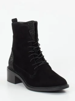 Regarde Le Ciel – Schnürstiefelette aus Veloursleder schwarz