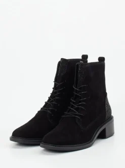 Regarde Le Ciel – Schnürstiefelette aus Veloursleder schwarz