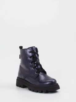 Richter – Schnürboots aus Metallic-Leder Dunkelblau