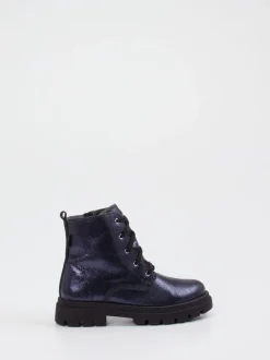 Richter – Schnürboots aus Metallic-Leder Dunkelblau