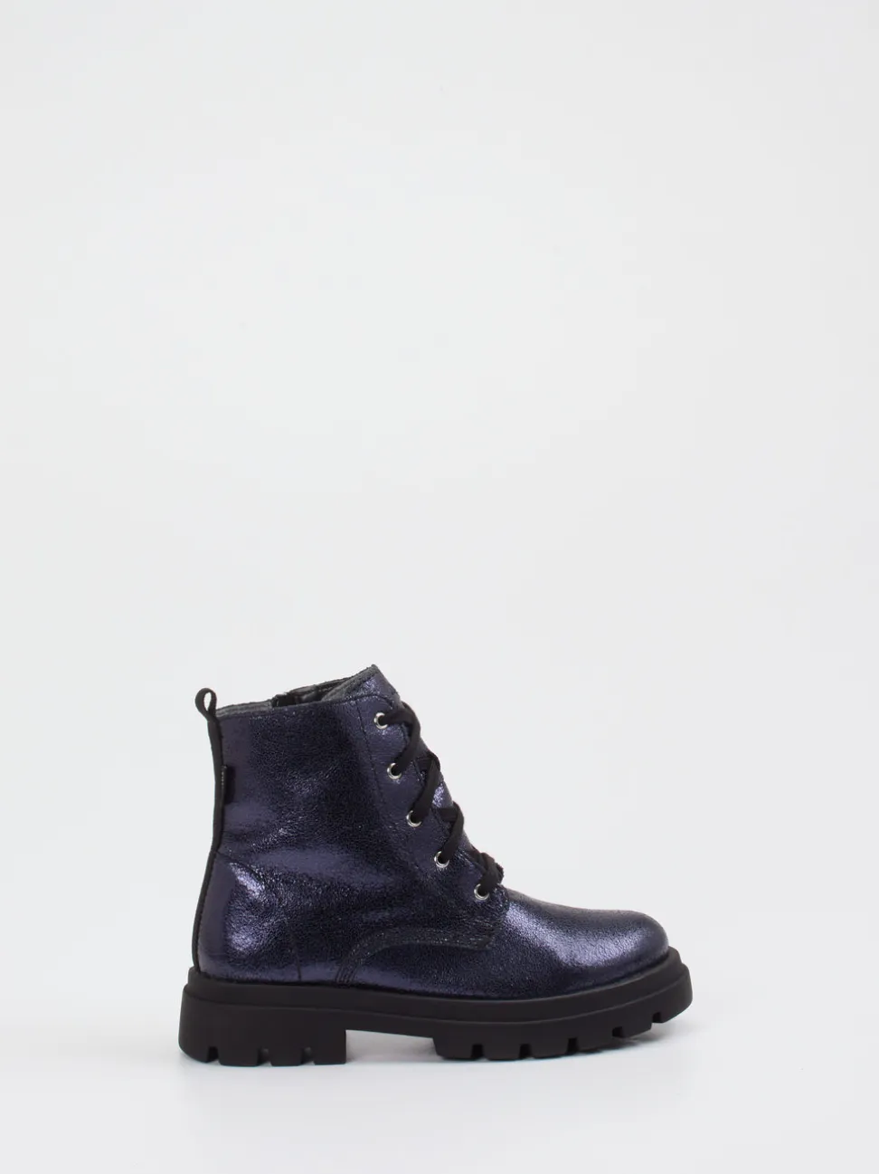 Richter – Schnürboots aus Metallic-Leder Dunkelblau