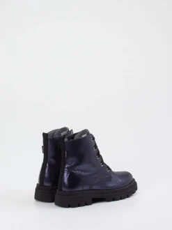 Richter – Schnürboots aus Metallic-Leder Dunkelblau