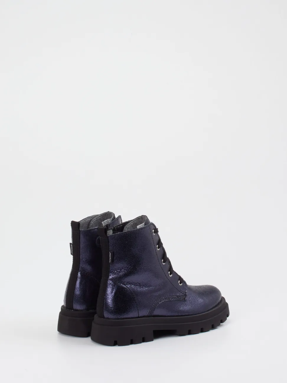Richter – Schnürboots aus Metallic-Leder Dunkelblau