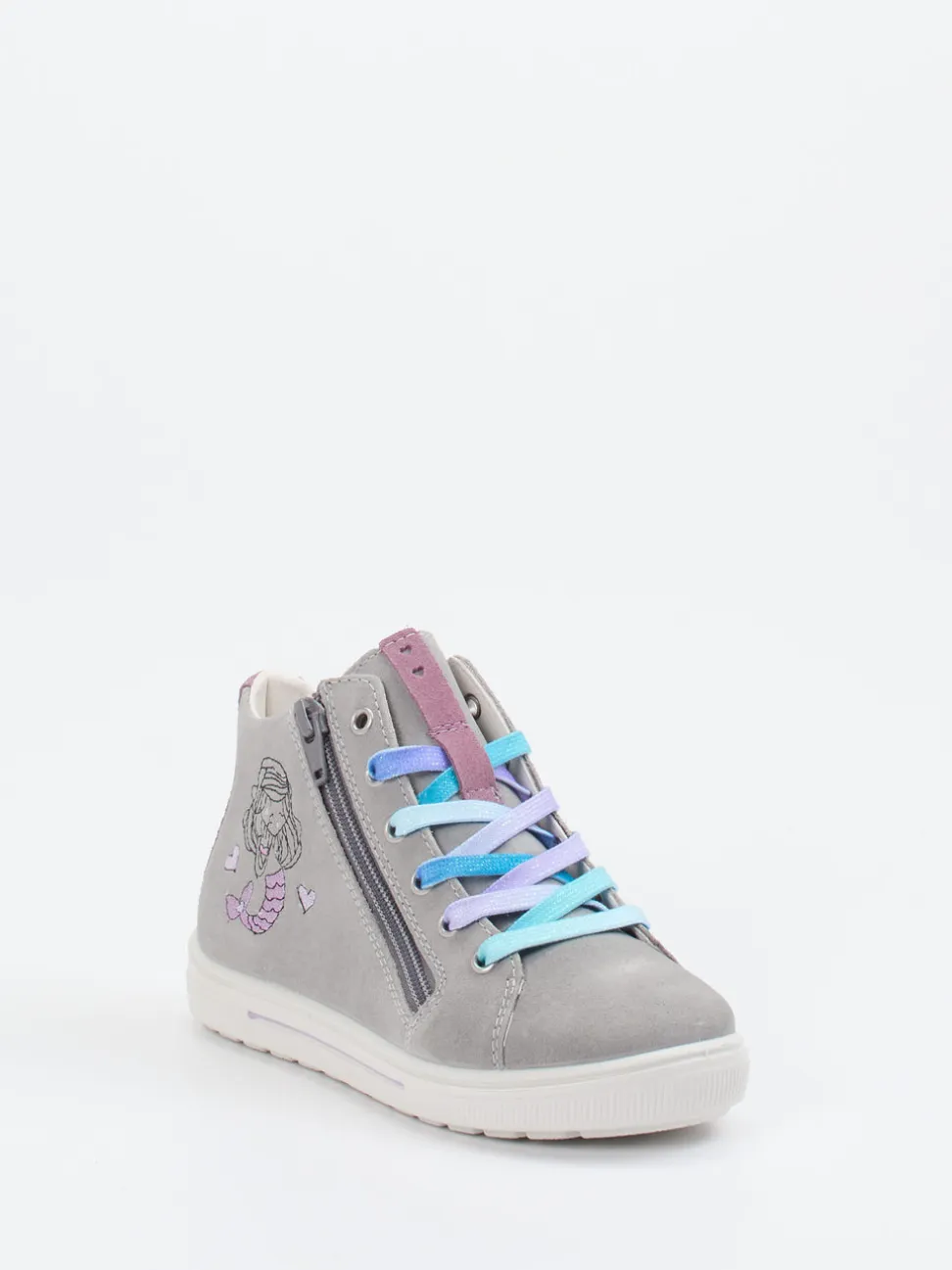 Ricosta – High-Top Sneaker aus Veloursleder hellgrau