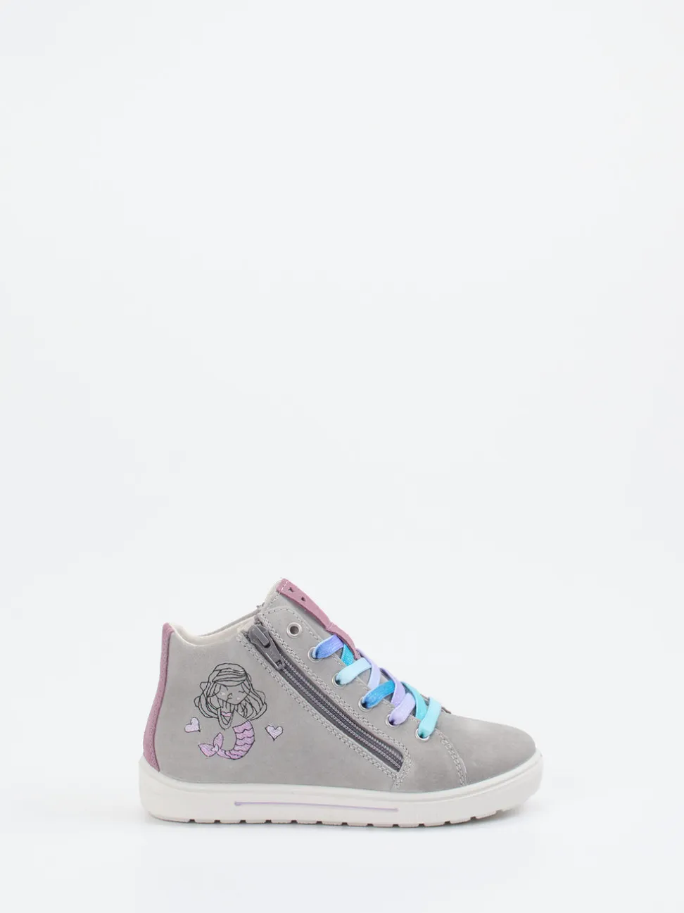 Ricosta – High-Top Sneaker aus Veloursleder hellgrau