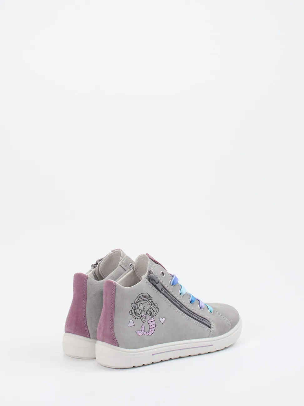 Ricosta – High-Top Sneaker aus Veloursleder hellgrau