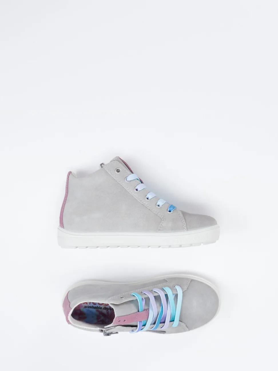 Ricosta – High-Top Sneaker aus Veloursleder hellgrau
