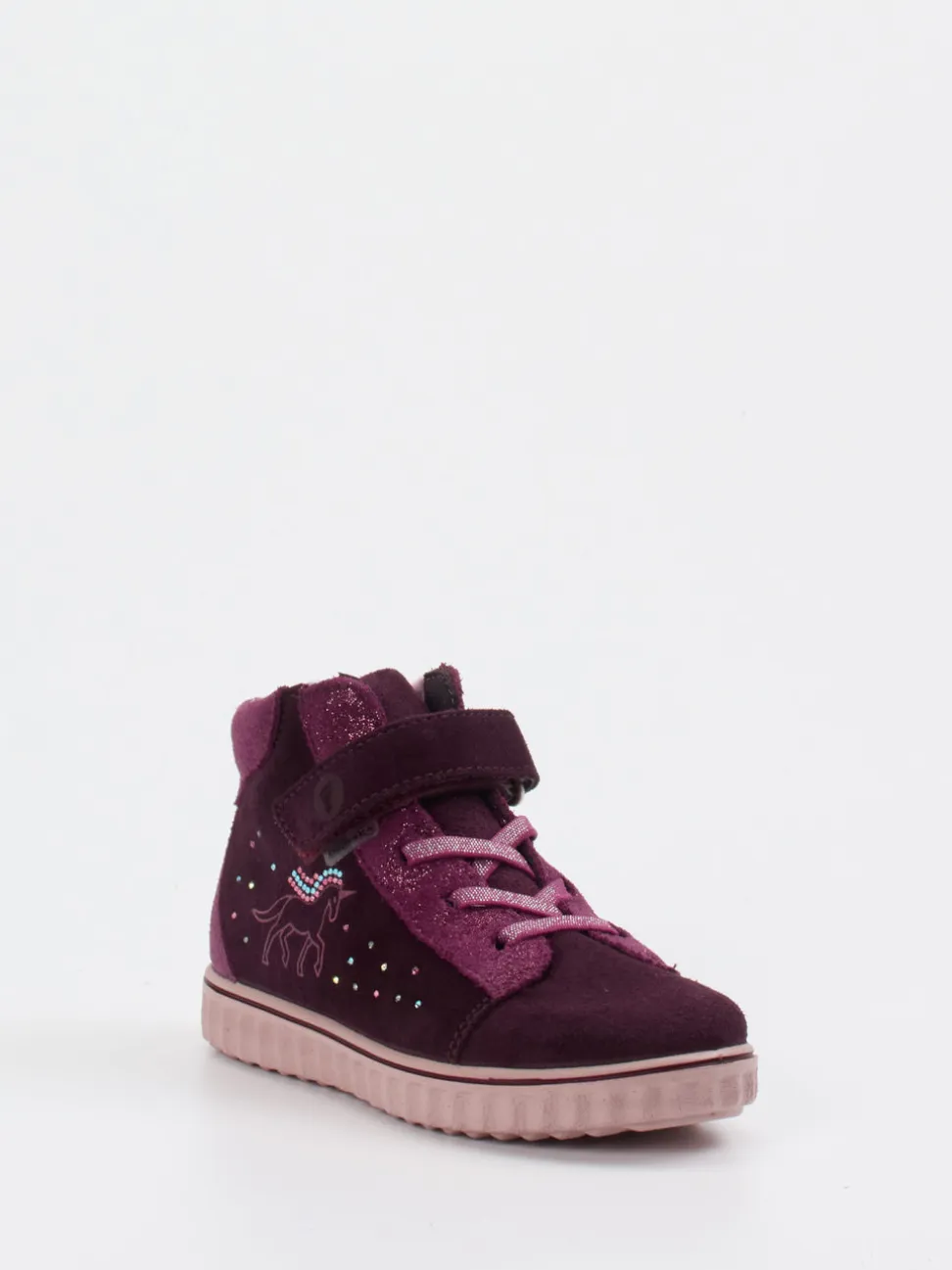 Ricosta – High-Top Sneaker aus Veloursleder brombeer