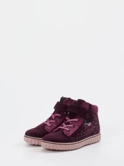 Ricosta – High-Top Sneaker aus Veloursleder brombeer