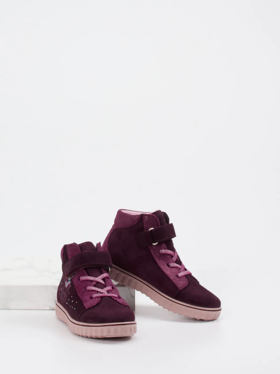Ricosta – High-Top Sneaker aus Veloursleder brombeer
