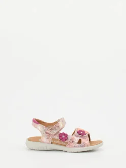Ricosta – Klettsandale aus geprägtem Leder rosa