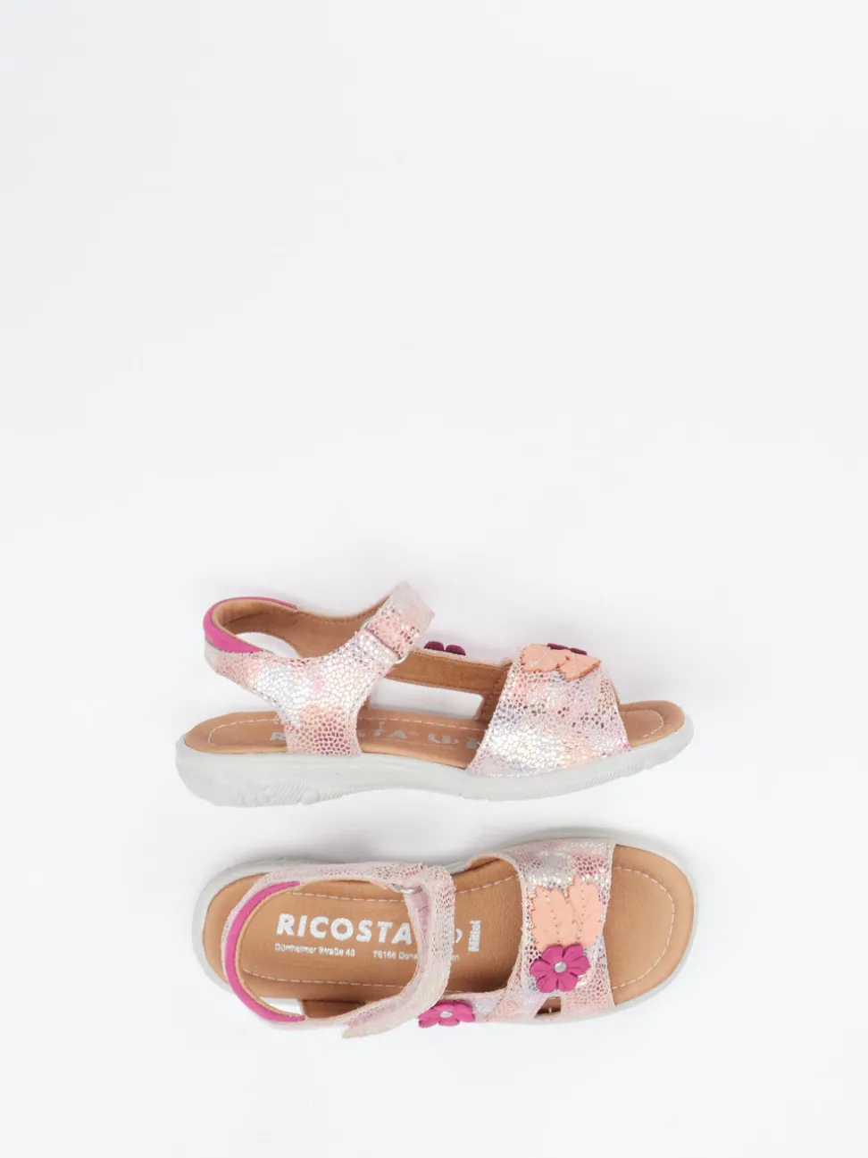 Ricosta – Klettsandale aus geprägtem Leder rosa