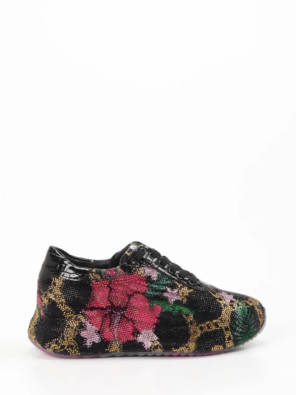 Rise – Low-Top Sneaker aus Textil mit Strassbesatz