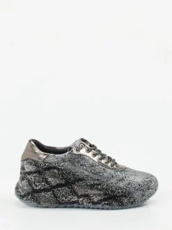 Rise – Sneaker aus Metallic-Textil in Silbergrau