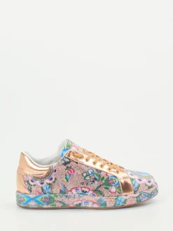 Rise – Sneaker aus Metallic mit Strass und Print