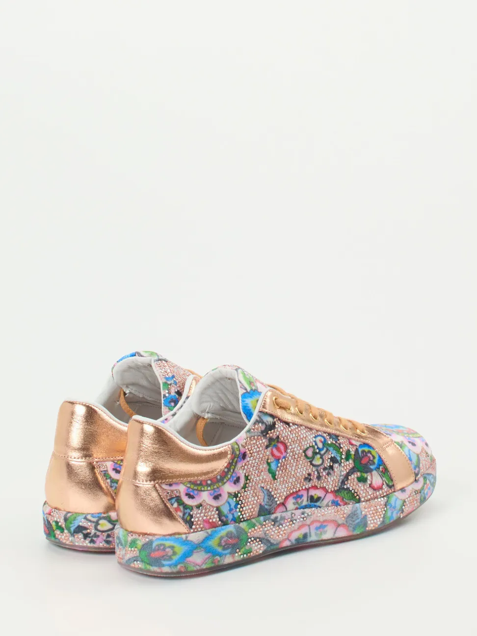 Rise – Sneaker aus Metallic mit Strass und Print