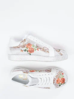 Rise – Sneaker aus Metallicleder mit Strassdetails