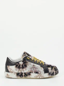 Rise – Sneaker aus Metallicleder mit Strassbesatz