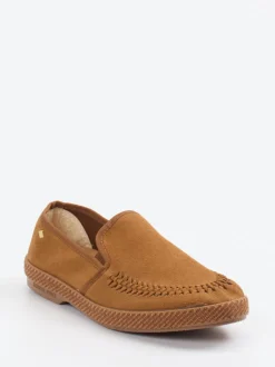 Rivieras – Mokassin-Slipper aus Veloursleder braun