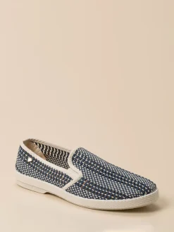Rivieras – Slipper aus Flechtleder Dunkelblau