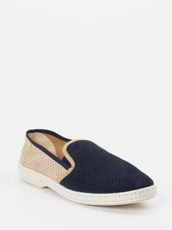 Rivieras – Slipper aus Veloursleder Dunkelblau