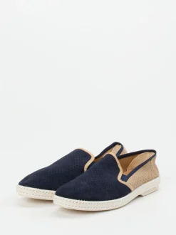 Rivieras – Slipper aus Veloursleder Dunkelblau