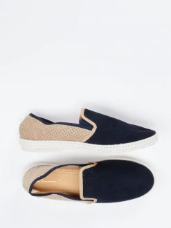 Rivieras – Slipper aus Veloursleder Dunkelblau