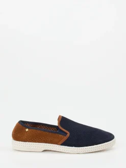 Rivieras – Slipper aus Veloursleder Dunkelblau