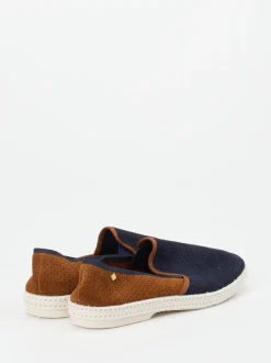 Rivieras – Slipper aus Veloursleder Dunkelblau