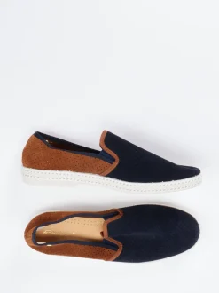 Rivieras – Slipper aus Veloursleder Dunkelblau