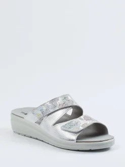 Rohde – Komfort-Pantolette aus Metallicleder silber