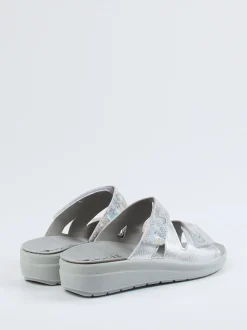 Rohde – Komfort-Pantolette aus Metallicleder silber