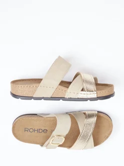 Rohde – Komfort-Pantolette aus Veloursleder beige