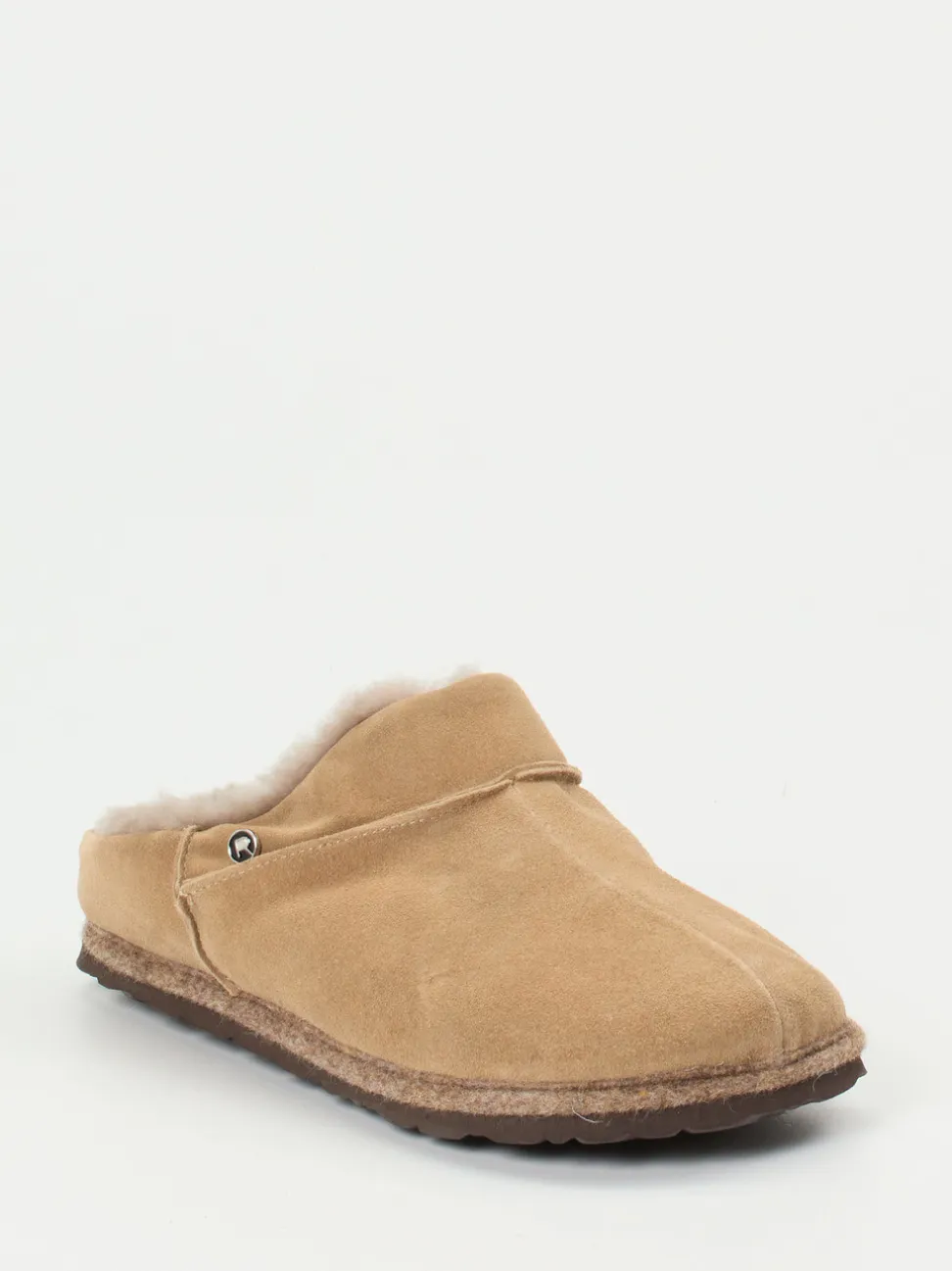 Rohde – Lammfell-Hausschuh aus Veloursleder sandbeige