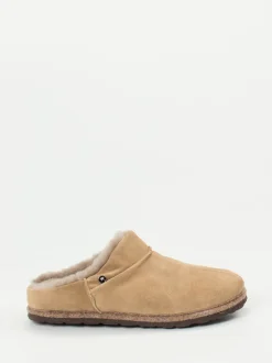Rohde – Lammfell-Hausschuh aus Veloursleder sandbeige