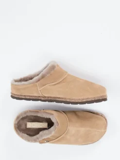 Rohde – Lammfell-Hausschuh aus Veloursleder sandbeige