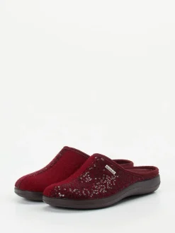 Rohde – Pantoffel aus Textil mit Pailletten Bordeaux