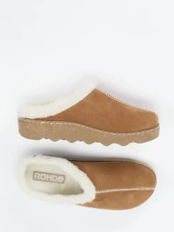 Rohde – Pantoffeln aus Veloursleder cognacbraun