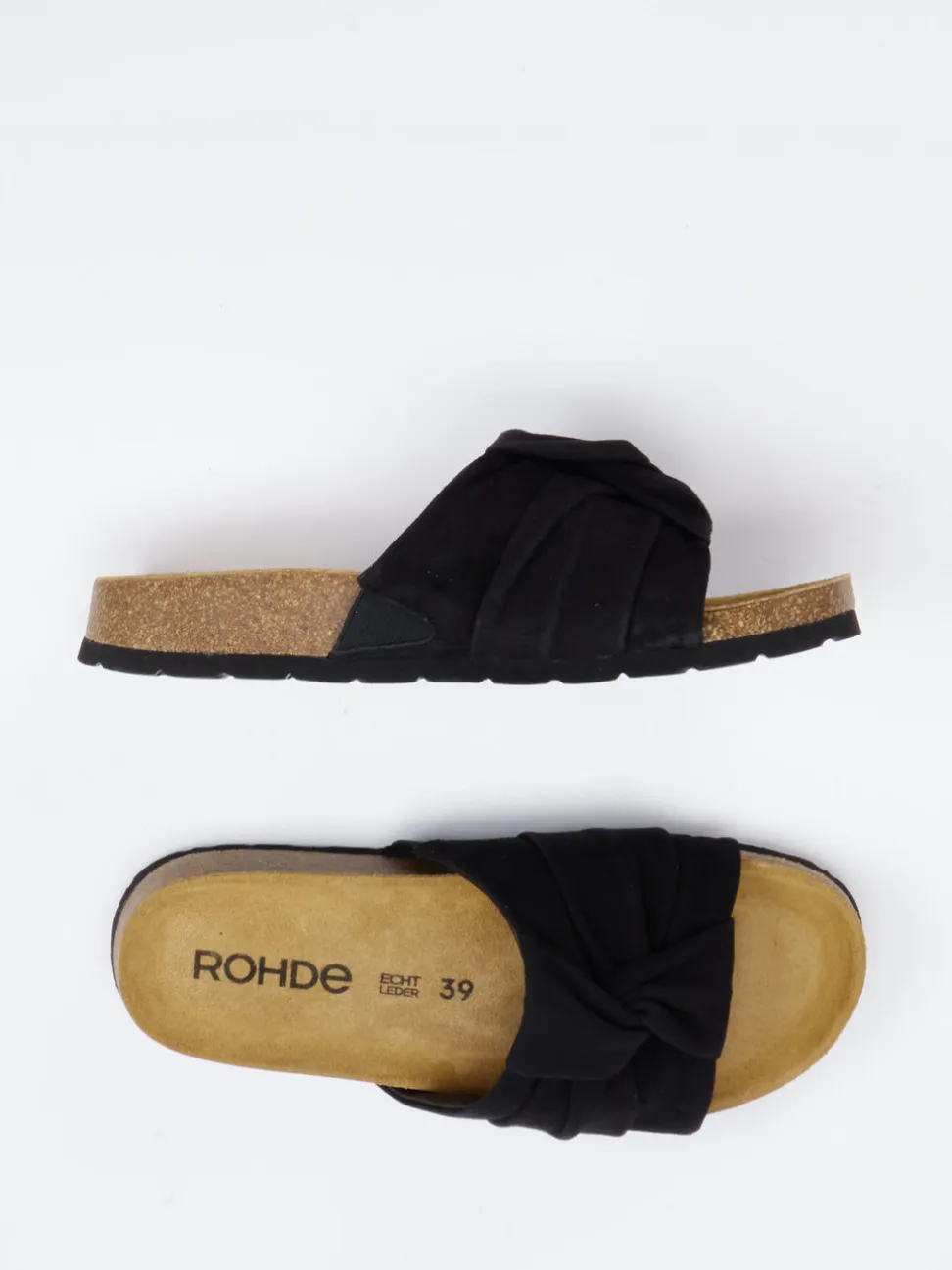 Rohde – Pantolette aus Veloursleder Schwarz