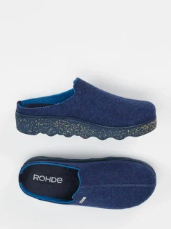 Rohde – Pantoletten aus Filz in Marineblau