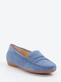 Sí – Loafer aus Veloursleder in Jeansblau