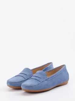 Sí – Loafer aus Veloursleder in Jeansblau