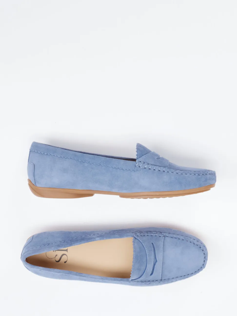 Sí – Loafer aus Veloursleder in Jeansblau