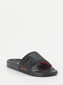 Santoni – Badeslipper aus Gummi in Schwarz