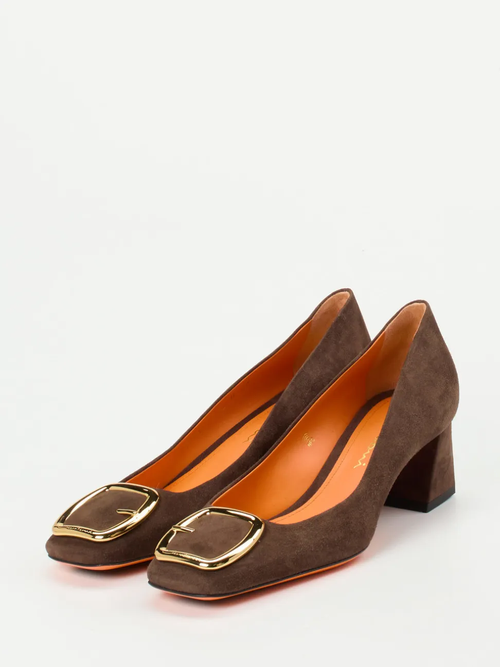 Santoni – Blockabsatz-Pumps aus Veloursleder Braun